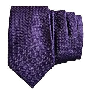 Jones New York Mens Purple Textured Geometric Woven Polyester Classic Necktie